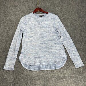 Banana Republic Top Womens Small Luxespun Long Sleeve Tee Curved Hem Blue